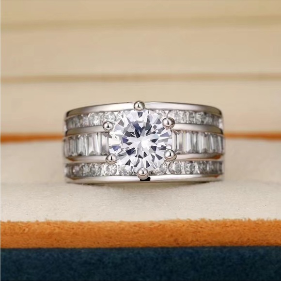 New 925 Silver Bridal Engagement Wedding Promise Romantic Proposal Diamond Ring - Picture 8 of 9